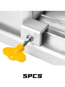 5 件套推拉窗锁，可调节安全窗锁，带钥匙的铝合金窗挡，适用于水平滑动门窗的窗锁夹