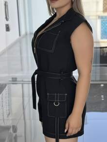 Women's Cargo Jumpsuit In Marran Sensory Fabric – Comfort, Style And Versatility - 黑色 - 查看 2