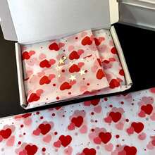 20张浪漫红色心形图案薄纸，20英寸×14英寸 - 适用于婚礼、情人节、生日礼物包装和填充，节日派对用品，结婚礼物 - 彩色 - 查看 6