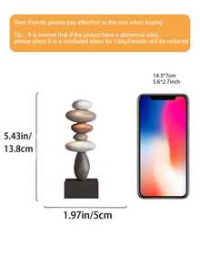 一件现代树脂叠石雕塑 - 抽象平衡石艺术，适用于各种房间类型，可用作家居和办公室的桌面装饰摆件，室内使用 - 时尚优雅的设计 - 彩色 - 查看 7