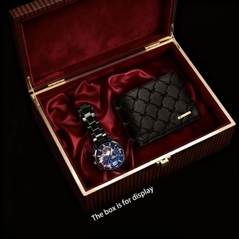 男士手表套装，时尚合金腕表+精致商务钱包，适合多种场合，节日送给男友的惊喜礼物