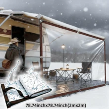 High-Quality Waterproof Cloth, Waterproof Fabric High-Grade RV Side Awning Windshield Curtain, Windproof And Rainproof, Super Convenient Installation, Outdoor Essential For Extreme Weather - Transparent and Colorless - View 13