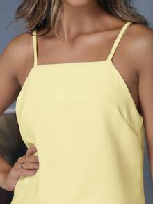 LXC Conjunto feminina estilo Único,Top blusa elegante feminino com calções,Novo terno de verão das mulheres - Amarelo - Visão 7