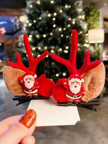 2个圣诞鹿角发夹，侧刘海发夹，森林仙子鹿发饰，发卡，发夹 - 彩色 - 查看 14