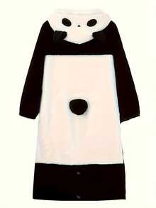 Áo choàng ngủ nữ họa tiết gấu trúc có mũ trùm đầu bằng vải nỉ - Đồ ngủ mùa đông thoải mái, đồ mặc nhà mềm mại và ấm áp, có thể giặt máy, bộ đồ ngủ người lớn màu đen trắng, thiết kế hoạt hình dễ thương, có mũ trùm đầu và khóa kéo toàn thân, chất liệu vải nỉ, thích hợp cho mùa thu/đông, đồ mặc nhà thời trang và ấm cúng, đồ ngủ nữ. - Nhiều màu - Xem 7