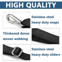 Two Hooks Adjustable Bi Boat Top Straps,23"~60" Marine Awning Webbing Straps, Pack Of 2 - White - View 2