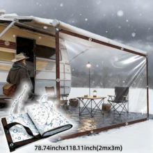 High-Quality Waterproof Cloth, Waterproof Fabric High-Grade RV Side Awning Windshield Curtain, Windproof And Rainproof, Super Convenient Installation, Outdoor Essential For Extreme Weather - Transparent and Colorless - View 14