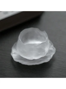 Asymmetrical Glass Candle Holder Decor, Romantic Atmosphere Candle Holder For Living Room, Dining Table - Retro Crystal Frosted Transparent Glass Small Candle Holder, Candle Holder Decor, Photography Prop (Includes Candle Holder And Pad)