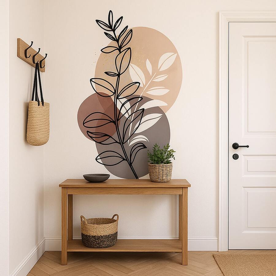 Children's Floral Wall Sticker, Boho Style, Minimalist, Bedroom/Living Room Decor, - hoa boho - Xem 1