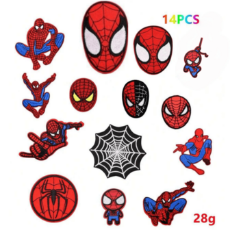  14pcs Marvel Spiderman Iron-On Embroidered Patches, Perfect For Clothing And Hat Accessories