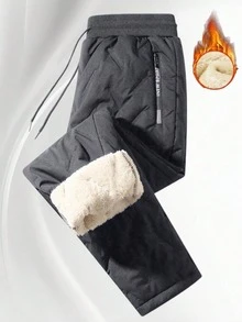 男士时尚百搭加厚冬季长裤，条纹设计，休闲裤。送给丈夫、男友或伴侣的绝佳礼物 - 灰色 - 查看 9