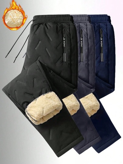 Men's Fashionable And Versatile Thickened Winter Long Pants, Fashionable Striped Long Pants, Casual Long Pants. A Great Gift For Husband, Boyfriend Or Partner.