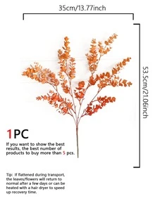 1片/3片装，53.5厘米塑料人造桉树叶，6种颜色可选，适用于家居装饰、婚礼、派对、节日装饰 - 橘色 - 查看 4
