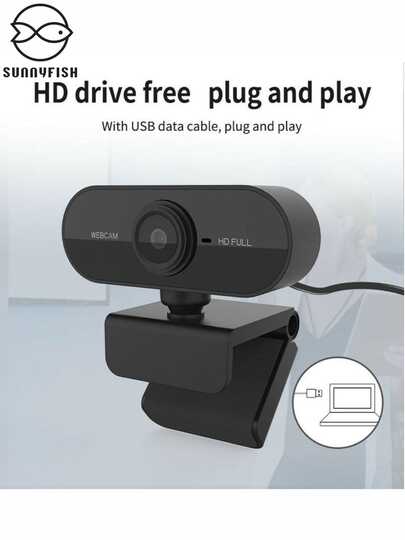 Webcam Full HD 1080p com Microfone Embutido, para PC/Notebook, Home Office e Aulas Online