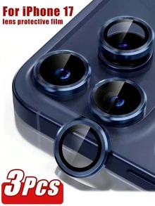 3片装铝合金相机镜头保护膜，兼容 17/16/16e/15/14/13/12/11 Pro Max - 钢化玻璃膜，带超强粘环，防摔，相机镜头保护膜，红色 - 藏蓝色 - 查看 32