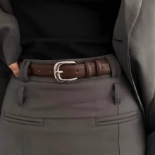 Solid Color Women's Casual Belt, Slim Design, Simple And Fashionable, Suitable For Jeans, Pants, Skirts, Etc., Summer, Autumn, School, Festivals  Plain    Casual    Polyurethane(PU)    Buckle - Cà phê - Xem 1