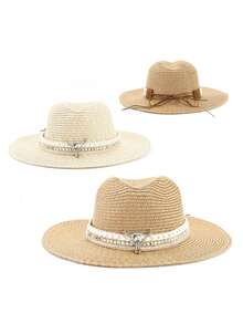 1pc Casual Straw Textured Sun Hat, Suitable For Spring, Summer, Autumn, Versatile Casual Work Holiday - Teardrop Hat - View 9