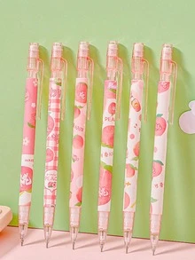 Creative Automatic Peach Shaped Mechanical Pencil, High-Stylish Student Pencil For Campus Study, Perfect For Back To School, Birthday Gift, And Reward - Multicolor - View 12