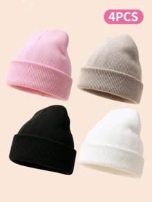 4 件装轻质防寒针织帽，男女童通用款，保暖防风，适合滑雪和户外活动，轻薄板针织帽，保暖防风，秋冬户外活动必备 - 針織帽 - 查看 2