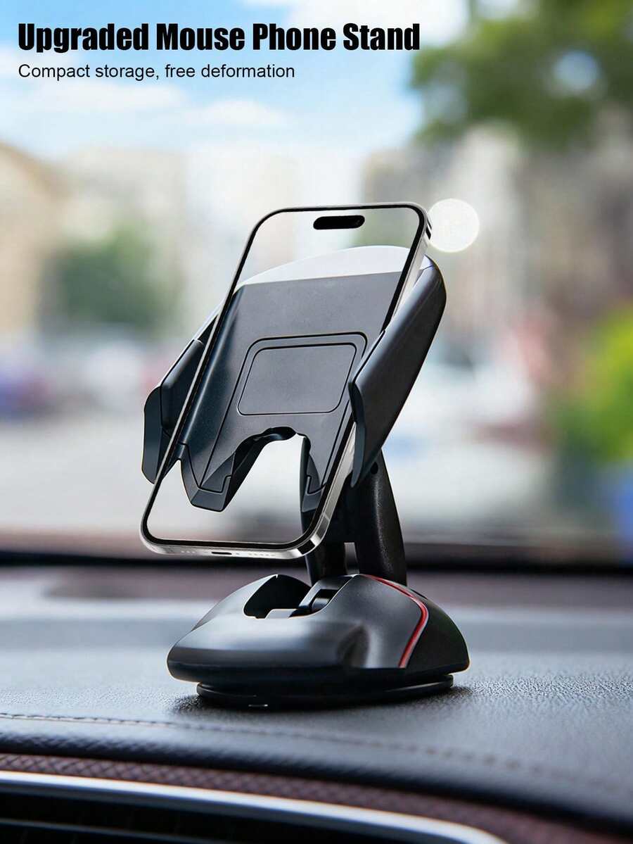 车载手机支架，仪表盘吸盘式多功能通用车载鼠标式创意手机导航支架，可折叠迷你车载仪表盘固定支架，360°旋转手机支架 - 彩色 - 查看 1