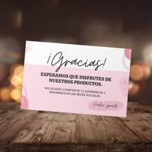Tarjetas de agradecimiento por tu compra | Diseño moderno y elegante | Ideales para emprendedoras| Perfectas para incluir en pedidos y dar un toque profesional y personalizado a cada envío - Rosado Sandía - Ver 2