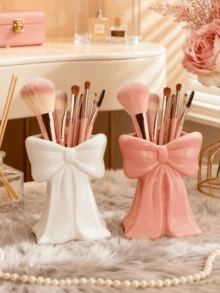 1pc Cute Bow-Shaped Pen Holder - Desktop Organizer Of Makeup Brushes And Office Supplies, Elegant Makeup Brush Storage, Perfect For Creative Decorative Designs For Girls, Students And Girls