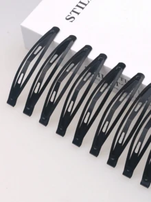 10pcs Thick Matte Black Pea Clip Barrettes Hair Clips, Curved Bangs Hair Clips Claw Clips, School Stuff