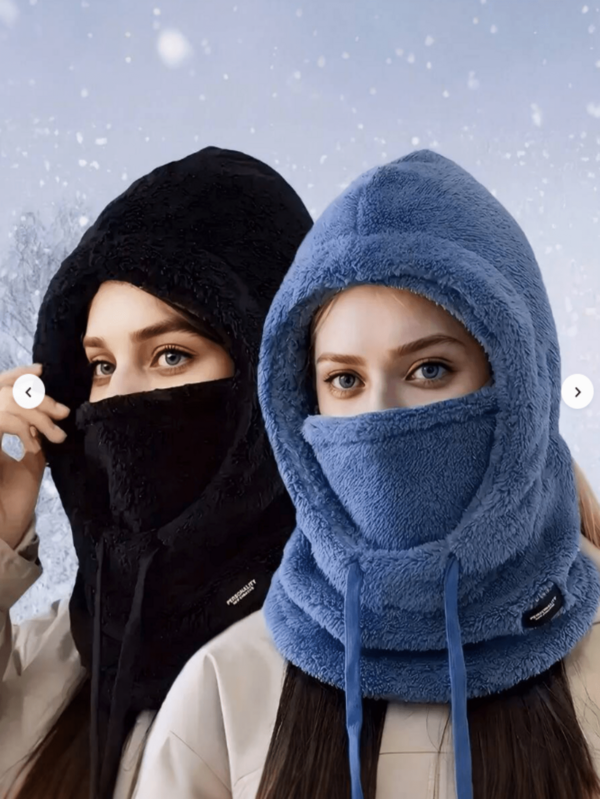 1件装冬季耳颈保暖帽，带保暖内衬，滑雪面罩，涤纶针织全头颈保暖帽