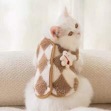 1pc Cute Plaid Warm Thermal Lined Pet Vest, Dog Clothes Cat Clothes For Teddy, Poodle And Other Pets - Multicolor - View 3