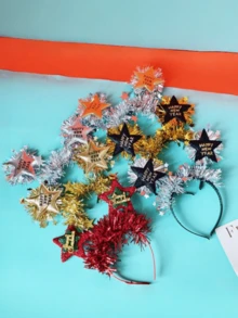 2pcs New Year Party Star Headbands, Featuring Shiny Gold Stars And Metallic Wire To Enhance Holiday Atmosphere. Suitable For Holiday Parties - Multicolor - View 9