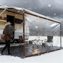 High-Quality Waterproof Cloth, Waterproof Fabric High-Grade RV Side Awning Windshield Curtain, Windproof And Rainproof, Super Convenient Installation, Outdoor Essential For Extreme Weather - Transparent and Colorless - View 2
