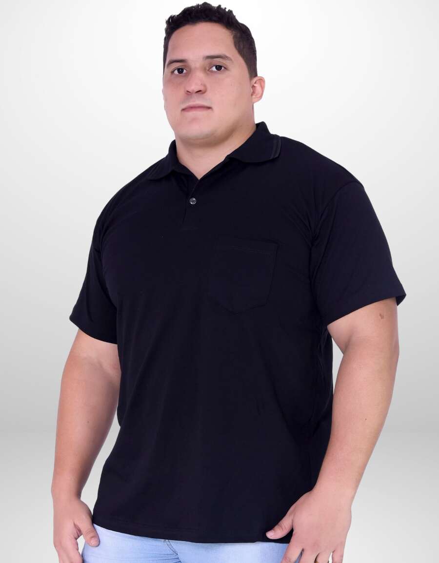Men's Polo Shirt With Pocket, Basic Casual Summer Style, Regular Fit, Embroidered, Double Button. - màu đen - Xem 1