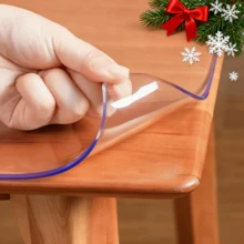 0.25mm Thick Transparent PVC Tablecloth, Scratch-Resistant Heat-Resistant Tabletop Protective Film, Suitable For Home, Hotel, Dining Table, Coffee Table, Household Use - White - View 1