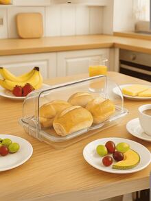 Rectangular Crystal Bread Box 30x20 With Hinged Lid For Tabletop Use - Plastic - View 2