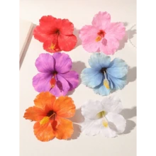 6pcs Hawaiian Flower Hair Clips Women Plumeria Hibiscus Flower Hair Clips Fashion Artificial Flower Hair Clips, Summer Holiday Beach Party Hair Accessories, Bohemian Style Fabric Hair Clips Set, Elegant Women Hair Clips, Summer Women Hair Accessories, Good For Girls Gifts, Valentine's Day Gift Value Set ,Flat Claw Clip, Hair Slide, Hair Claws, School Stuff - 彩色 - 查看 10