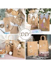 10pcs Brown Kraft Paper Bags With Handles - 100% Takeout Bags, Suitable For Business, Retail, Grocery, Specialty Goods, Parcels, Packaging And Home Kitchen - Multicolor - View 3