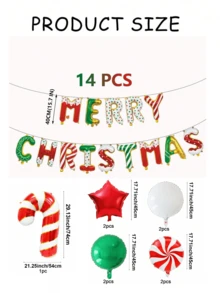 MECRLA 9 件圣诞气球套装，圣诞圆形气球，圣诞拐杖糖气球，派对装饰，圣诞墙壁装饰，拍摄背景装饰，圣诞节