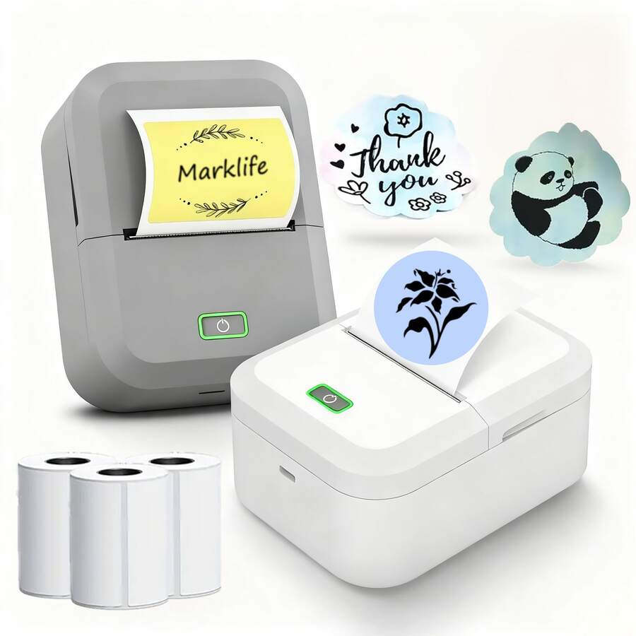 Marklife X2 Label Printer, Portable Thermal Printer For Printing Name Tags, Item Labels, Clothing Tags, Can Labels And Address Labels. Suitable For Students, Homes And Personal Use. Compatible With Android, Apple And Windows Systems, Comes With 3 Rolls Of Paper.
