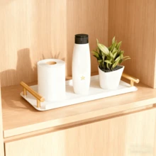 Bathroom Towel Rack, Bathroom Towel Rack Tray, Guest Towel Rack With Golden T-Shaped Handle, Towel Tray, Suitable For Desktops, Kitchen - Multicolor - View 2