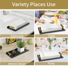 Bathroom Towel Rack, Bathroom Towel Rack Tray, Guest Towel Rack With Golden T-Shaped Handle, Towel Tray, Suitable For Desktops, Kitchen - Multicolor - View 5