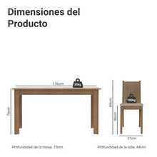 Juego De Comedor Con Mesa Y 6 Sillas Madesa Analu Color Marrón/Beige - Beige Rústico y Sintético - Ver 4