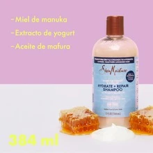Shea Moisture Shampoo para rizos repara hidrata revitaliza cabello rizado seco quebradizo con miel manuka y yogur botella 384ml fórmula natural suaviza definición brillo cuidado capilar - Celeste - Ver 4