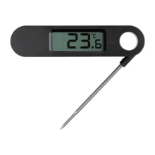 ‍ Termómetro Digital de Cocina con Aguja Plegable  Mide con Precisión la Temperatura de Carnes, Líquidos y Alimentos  Incluye Pantalla digital de fácil lectura, Apagado Automático, Imán y Arillo para Colgar - Negro - Ver 8