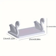 1pc Bathroom No Drilling Swan Shelf, Tissue Paper Holder Towel Storage Rack For Bathroom Accessories, Shower Cap, Body Wash, Shampoo, Toothbrush Cup, Multi-Functional Flat Shelf, Kitchen Storage Hanging Rack - Multicolor - View 10