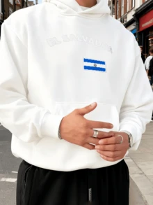 Felpe con cappuccio larghe per uomo, coprono i difetti, adatte per l'uso quotidiano, nascondono il grasso, buone notizie per gli uomini leggermente paffuti, felpa con cappuccio da uomo - Bianco - Visualizzare 1