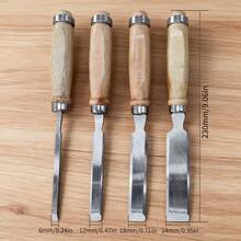 木工凿子套装，4 件套，锋利木雕工具，带山毛榉手柄和合金钢刀片 - 8/12/16/20 毫米 - 杏色 - 查看 6