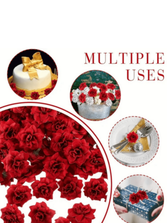 50pcs/30pcs/20pcs/10pcs Vintage Style Artificial Burgundy Red Rose Heads, For DIY Wedding Wall, Bouquet Decor And Home Decor - Suitable For Valentine''s Day