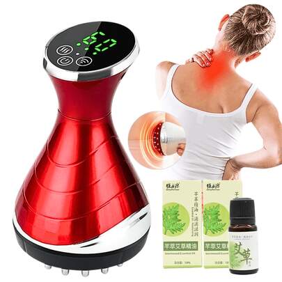 Massageador Portátil USB Vibração Escova Meridiana Corpo LED