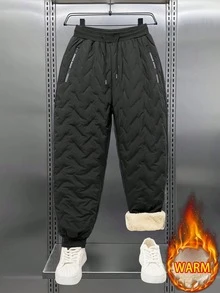 1PC Men's Fashionable And Versatile Winter Thickened Pants, Stylish Striped Casual Long Pants - A Gift For Husbands, Boyfriends, Or Partners, Fall