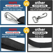 Two Hooks Adjustable Bi Boat Top Straps,23"~60" Marine Awning Webbing Straps, Pack Of 2 - White - View 3